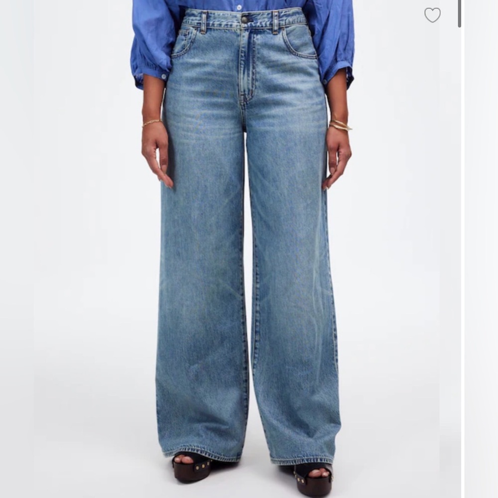Madewell Wide Leg Flare Jeans in Light Blue Denim